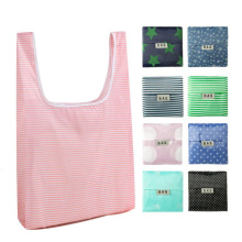 Wholesale reusable grocery Foldable Polyester Foldable Tote Shopping Bag With Pouch